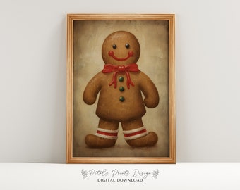 Pepparkaksgubbens julkonst: Vintage jultryck (digital nedladdning)