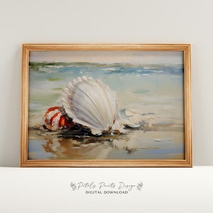 Vintage Beach Print, Abstract Coastal Painting, Trendy Wall Art, Retro Coastal Printable Wall Art, Blue Apartment Decor
