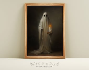 Vintage Ghost Painting: Rustic Halloween Wall Art (Digital Download)