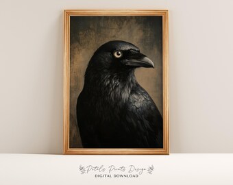Vintage Raven Halloween Print: Dark Academia Wall Art (Digital Download)