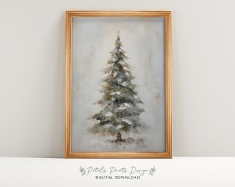 Vintage Pine Tree Christmas Art Print: Rustic Holiday Decor (Digital Download)