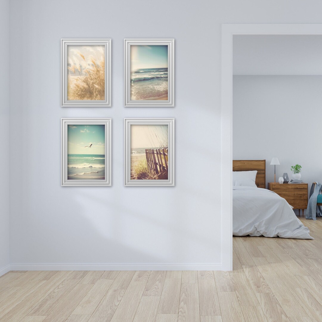 Coastal Print Set of 4, Coastal Wall Decor, Beach Wall Decor, Beach