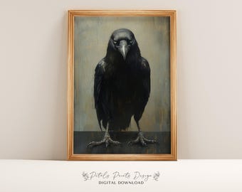Vintage Raven Halloween Print: Dark Academia Wall Art (Digital Download)