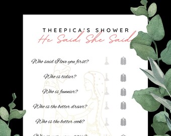 Bridal Shower Game - He Said/She Said