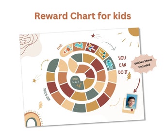 Printable Kids Reward Chart - Daily Routine Tracker - Potty Training Chart - Toddler Behaviour Chart - Fun Reward Stickers