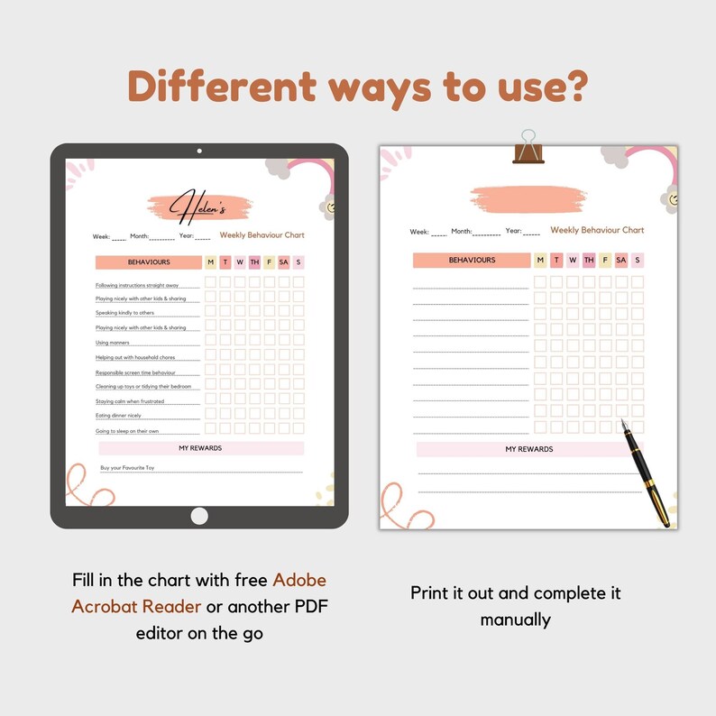 Printable Behavior Chart for Kids - Editable Canva Template - Reward ...