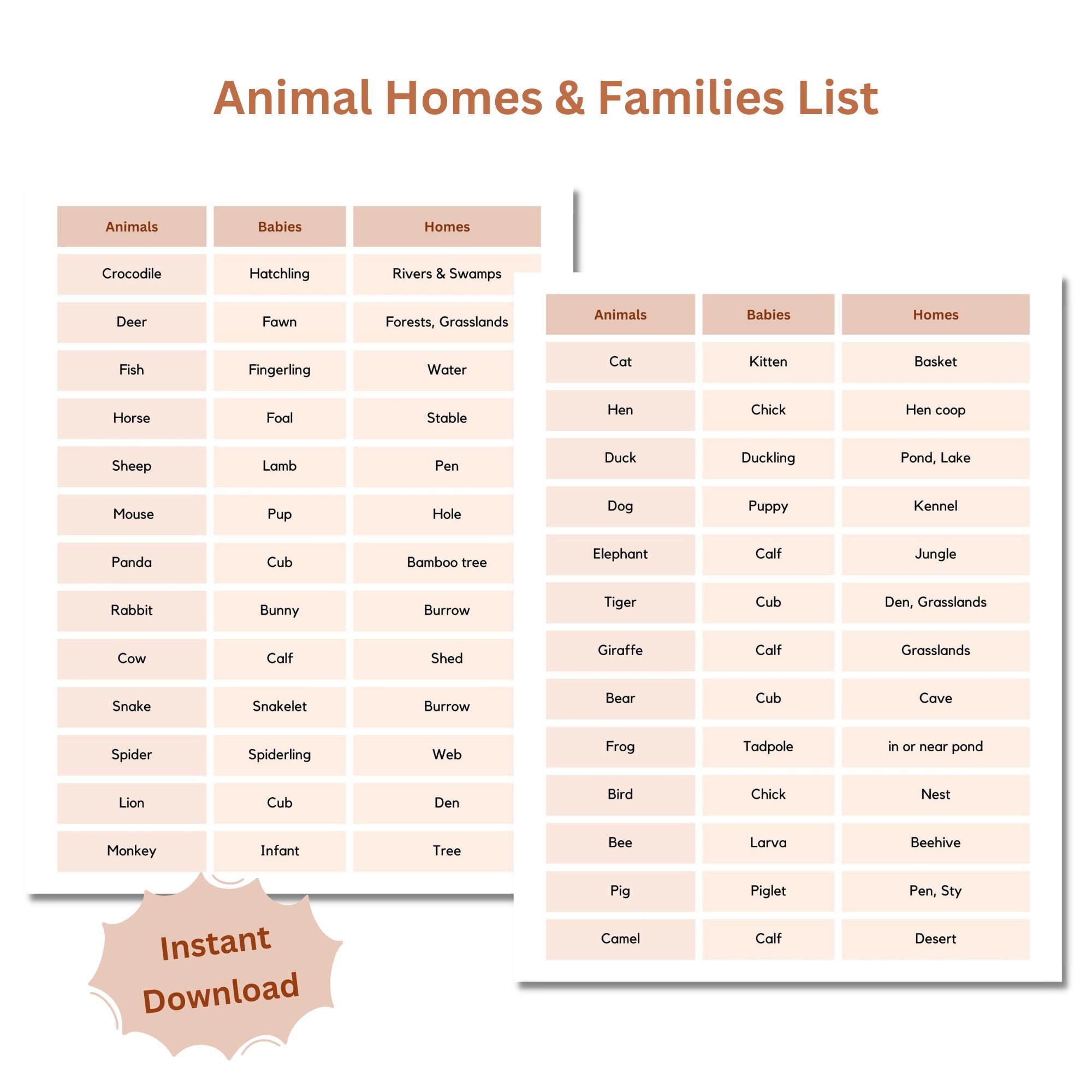 Animal Homes Animal Family Montessori Printable Flash Card - Etsy UK Animal Homes Animal Family Montessori Printable Flash Card - Etsy UK