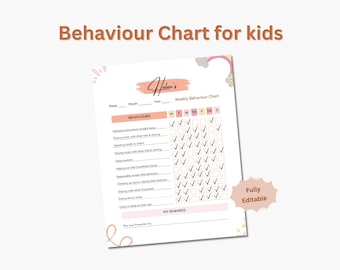 Printable Behavior Chart for Kids - Editable Canva Template - Reward & Responsibility Tracker - Digital Download