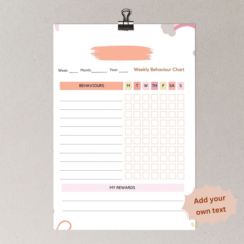 Printable Behavior Chart for Kids - Editable Canva Template - Reward ...