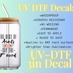 RTS/UVDTF/3inch stickers/klaar om aan te brengen/makkelijk te gebruiken/UV stickers/tante zeggen