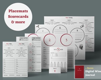 Wine Tasting Printables MegaBundle: Score Cards, Placemats (Digital Download)