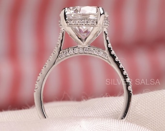 3.00 CT Round Cut Lab Diamond Engagement Ring Round Lab Created Diamond Ring F/VVS2 IGI Certified Diamond Cathedral Anniversary Gift Women