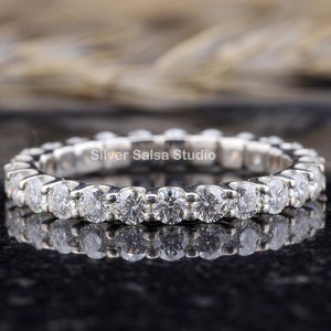 2.50 MM Round Moissanite Diamond Full Eternity Wedding Band / Minimalist Band / Matching Band / Stackable Band / Anniversary Gifts For Her.