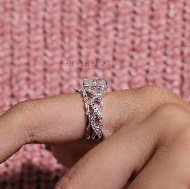 2 Ring Set 3.0ct Heart Engagement Ring Set Heart Diamond Ring Set ...