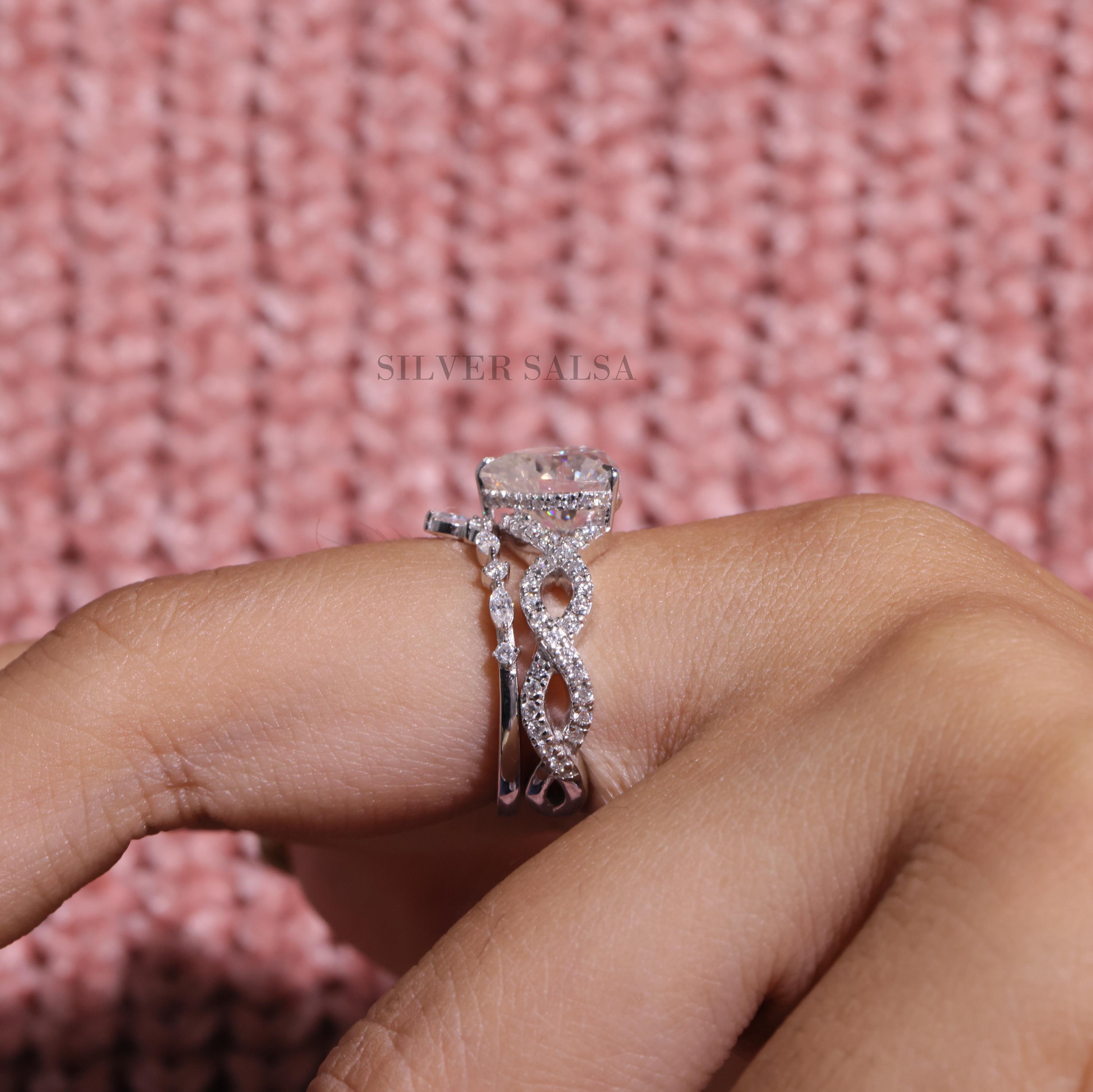 リング2個セット 3.0ct ハート型婚約指輪セット ハート型ダイヤモンド