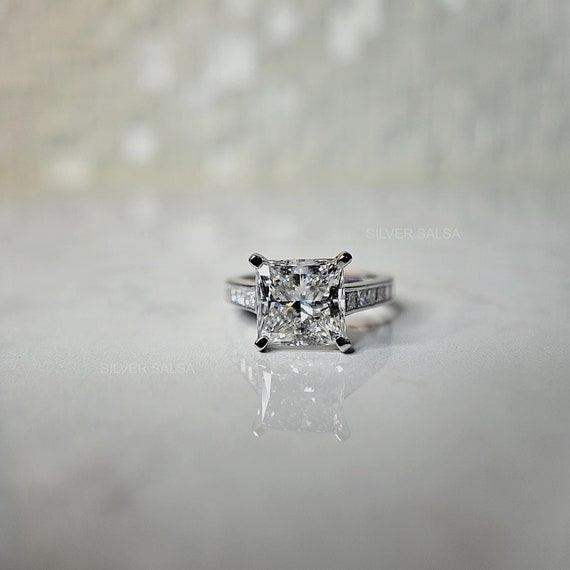 Forever Classic 5.5mm Square Cut Moissanite Stud Earrings, 2.00cttw DE Forever Classic Square Moissanite 4Pr Solitaire Engagement Ring in 14k  White Gol | eBay