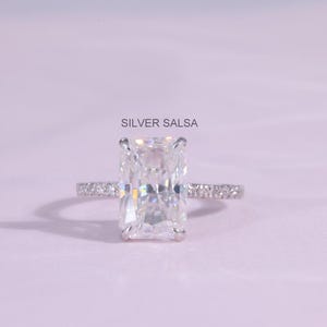 4 CT Radiant Cut Moissanite Engagement Ring 14K Solid Gold Ring For Women Hidden Halo With Pave Diamond Ring, Wedding Ring, Promise Ring.