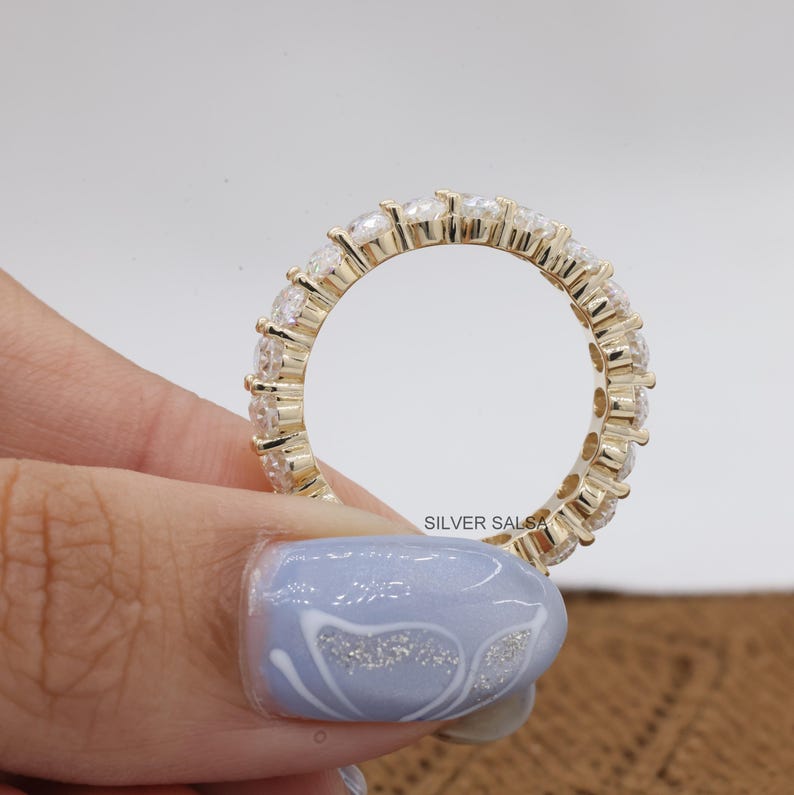 Oval Cut Moissanite Full Eternity Wedding Band 14KT Yellow Gold ...