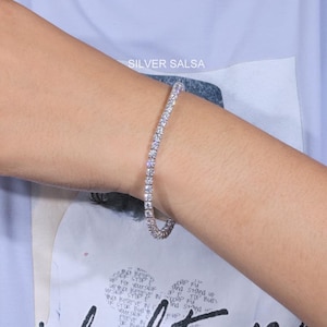 Moissanite  Tennis Bracelet Round Diamond Men- Women Bracelet White Gold Bracelet 4 Carat Round Tennis Bracelet Stackable Bracelet Gifts