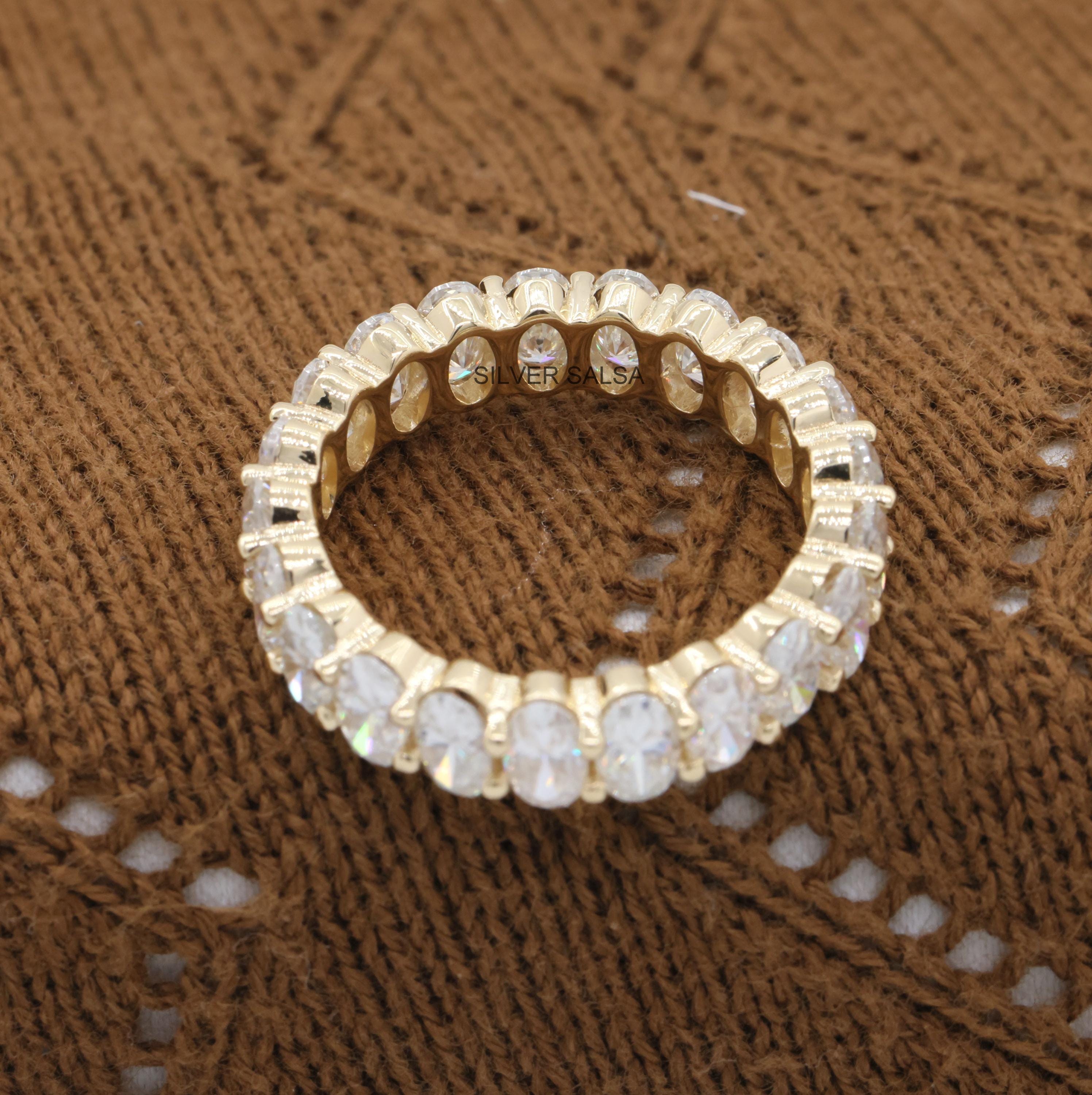 Oval Cut Moissanite Full Eternity Wedding Band 14KT Yellow Gold ...