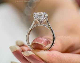 3.13CT Round Lab Grown Diamond Engagement Ring Round Lab Created Diamond Ring F/VVS2 IGI Certified Diamond Wedding Anniversary Gift Women