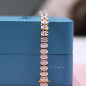 Oval Cut Diamond Tennis Bracelet Oval Moissanite Bracelet Open Box Lock Style Bracelet Wedding Collection Perfect Anniversary Gift For Wife