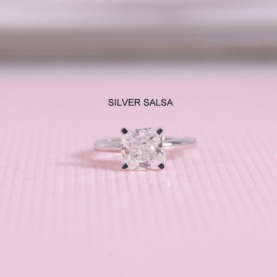 Cushion Cut Diamond Ring Solitaire Ring Prong Square Diamond