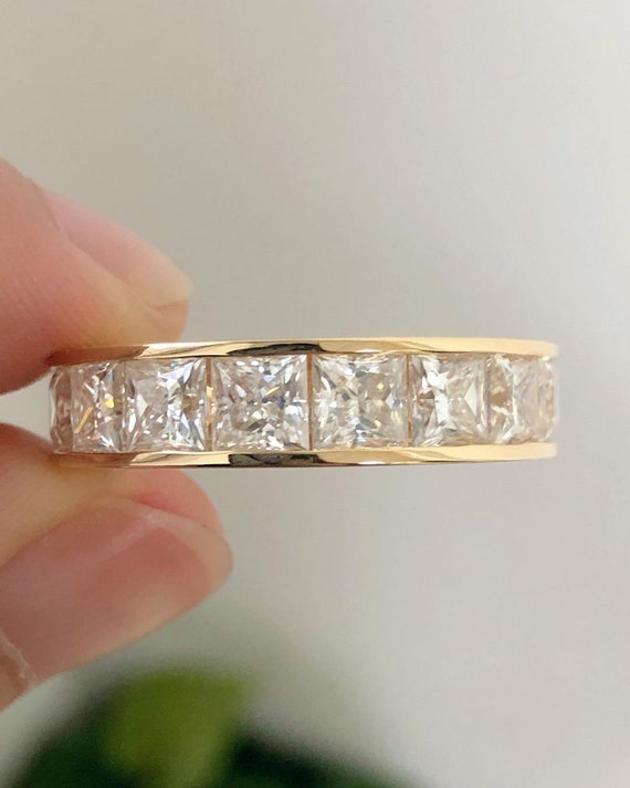 Princess Cut Moissanite Stones Full Eternity Chann