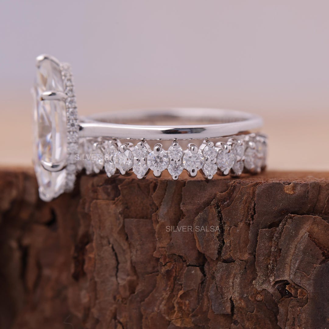 4CT Marquise Cut Unique Wedding Ring Set 14K Solid Gold Marquise ...