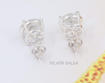 8 Carat Total Weight Round Moissanite Stud Earrings Round Diamond Stud Earrings Classic Four Prong Round Diamond Studs 14K Gold Earring