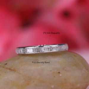 Baguette Diamond Full Eternity Matching Band 3X2 MM Baguette Diamond Wedding Band Platinum Gold Stackable Band Channel Set Diamond Gift Band