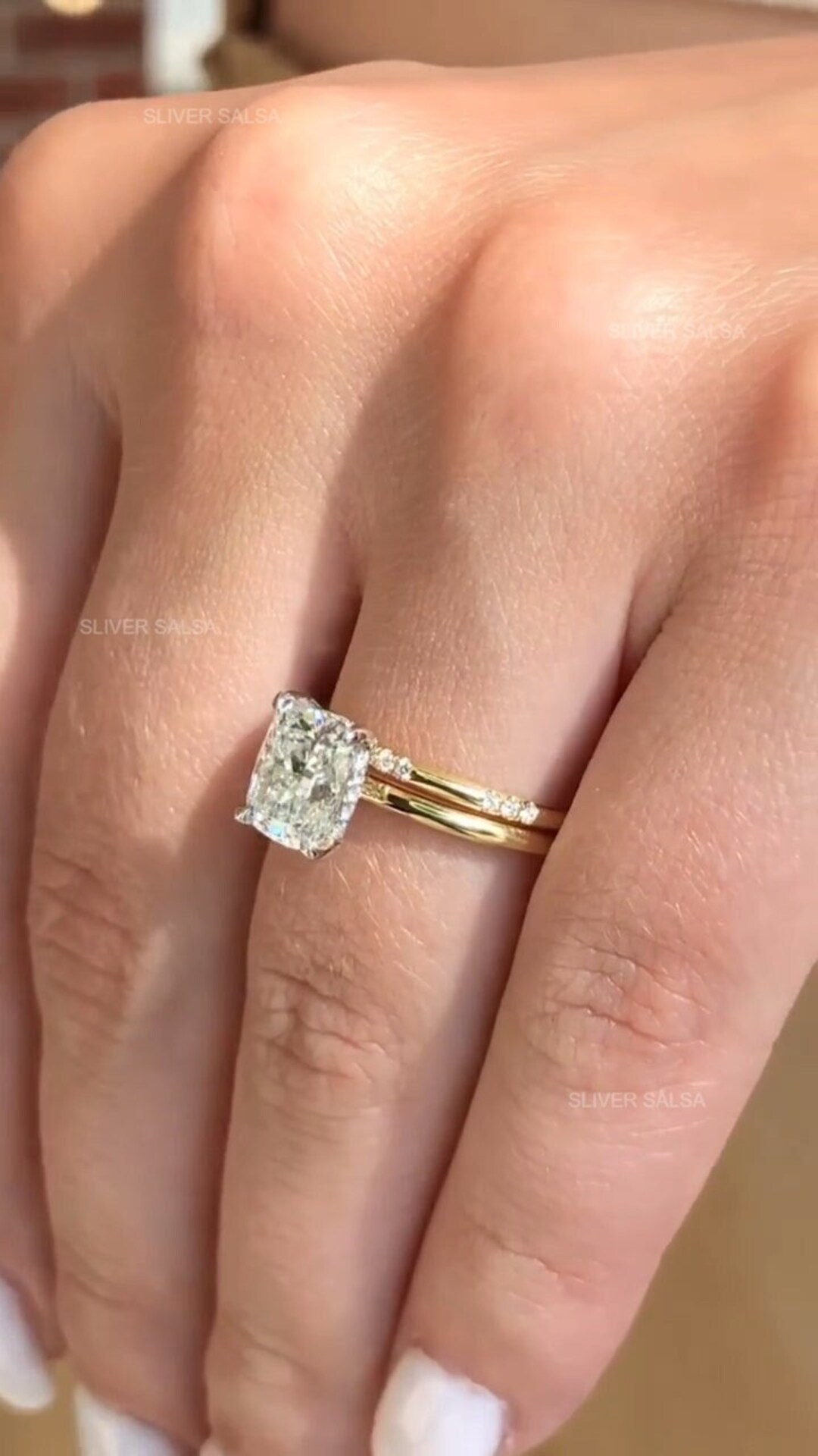 Elongated Cushion Cut Moissanite Wedding Ring Set Cushion Solitaire ...