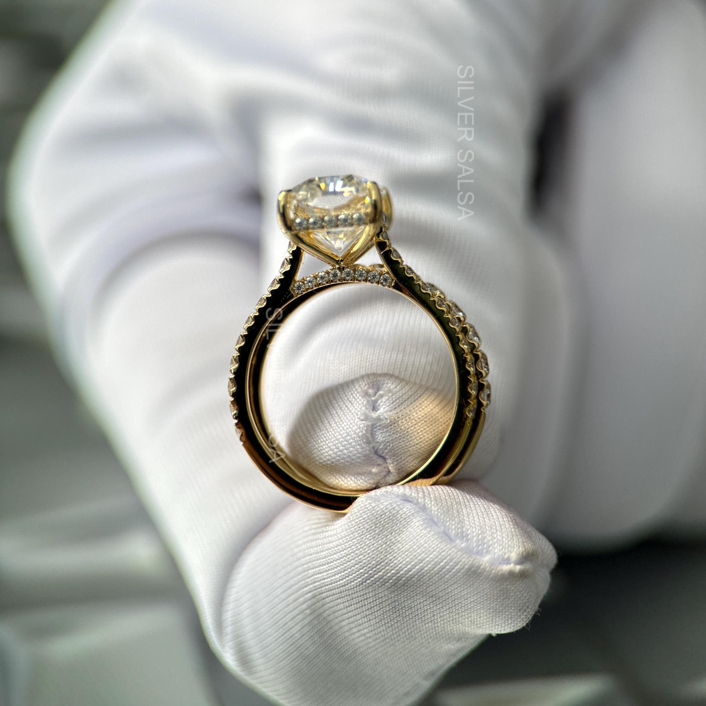 Women Wedding Ring Set Radiant Cut Moissanite Solitaire Bridal