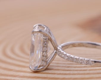 4 CT Radiant Cut Moissanite Engagement Ring 14K Solid Gold Ring For Women Hidden Halo With Pave Diamond Ring, Wedding Ring, Promise Ring.