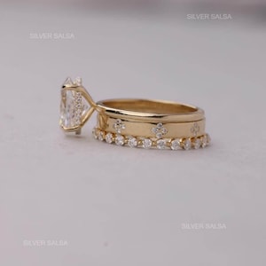 3CT Oval Cut Moissanite Bridal Ring Set Engagement Ring Set Three Ring ...