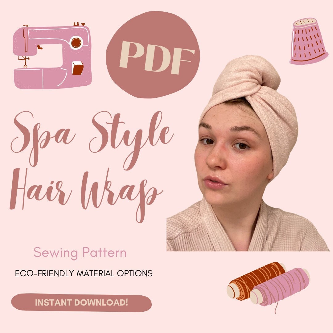 Hair Towel Wrap Sewing Pattern Instant PDF Digital Download DIY With