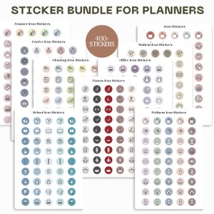 400+ icon stickers for planners, Minimal Planner Icon Stickers, Icons to choose from, Icon Stickers, Planner Stickers,finance school fitness