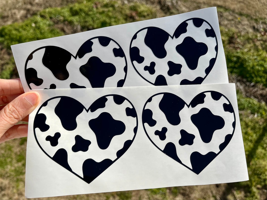 Cow Print Heart Decal Cow Print Decal Cow Print Car Decal Window Laptop