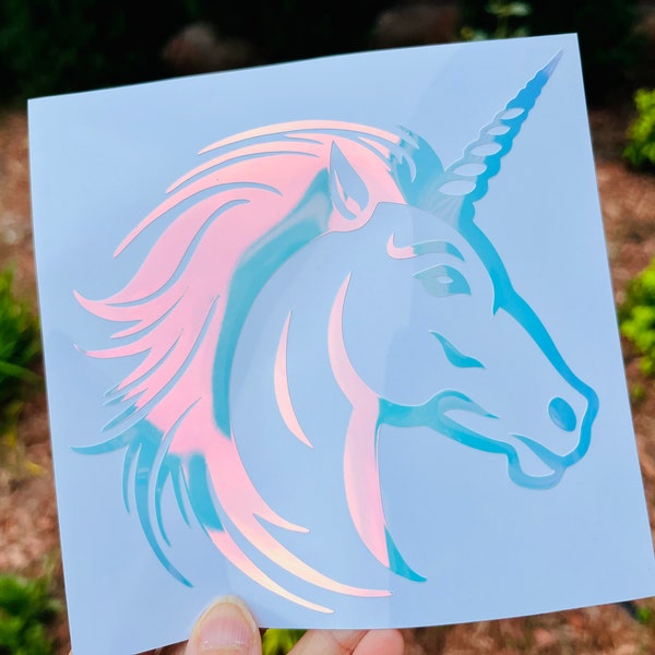 Unicorn Vinyl Decal with Custom Name or Word Horse Sticker Car Window Mirror Laptop Decal Holographic Decal Magical Unicorn Gift for Kids