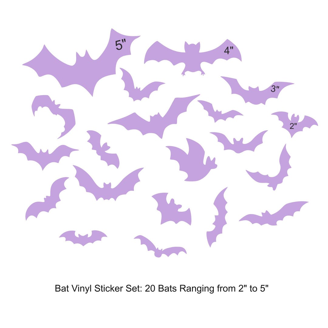 Textile Sticker Bat Che Bat Vinyl Sticker Set: Car, Laptop, Tumbler Sticker (20 Bats, 2-5