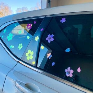 Sticker fleurs de cerisier Sticker vinyle Sakura Sticker fleurs de cerisier Sticker holographique pour vitre de voiture Sticker pour ordinateur portable