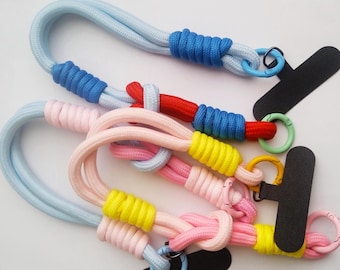 Cordão de nylon para celular feito à mão: tiracolo ou tira de pulso