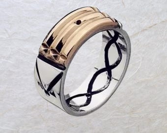 Anello Atlantide in acciaio inossidabile – Amuleto di protezione con geometria sacra (misure 18, 19, 20 mm)