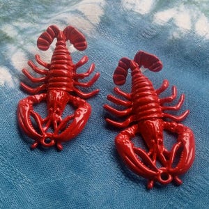 Red Lobster Dangle Earrings Stainless Steel | Statement Seafood Jewelry | Nautical Ocean Summer Gift