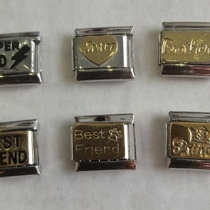 Dijes familiares para pulseras de dijes italianos y nombres de relación, eslabón de 9 mm, dije de 9 mm de Super papá, mejor amigo, hija, hijos, príncipe