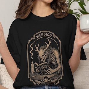 Wendigo Shirt, Dark Academia Book Lover Tee, Horror Reader Gift, Cryptid Reading Shirt, Comfort Colors Graphic Tee