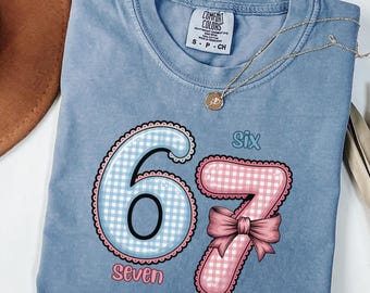 Six Seven Shirt| 6 7 shirt| Cute Preppy Number Meme T-shirt| Viral Saying Shirt| 6 7 Meme Shirt| Trendy Shirt| Funny Number Gen Z Shirts