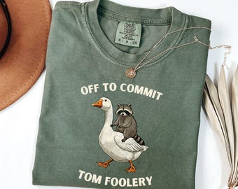 Off to commit tom foolery| Comfort Colors® Funny Raccoon Shirt| Graphic Raccoon Shirt| Raccoon Meme Shirt| Cozy Raccoon Shirt| Meme Tshirt