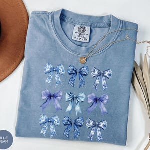 Blue Coquette Bow Shirt| Bow Collage Tshirt| Coquette Aesthetic| Social Club Tshirt| Ribbon Shirt| Mama Shirt| Mothers Day Gift| Blue Bows