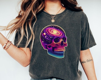 Skull T-shirt| Galaxy skull shirt| Neon Skull Tee| Space Skeleton Shirt| Trippy Skull T-shirt| Psychedelic Skull| Cosmic Skeleton Tee| Skull